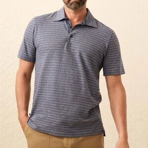 🌸 2/$20 🛍️ Faherty Purple and Navy Striped Sunwashed Tshirt Polo Shirt